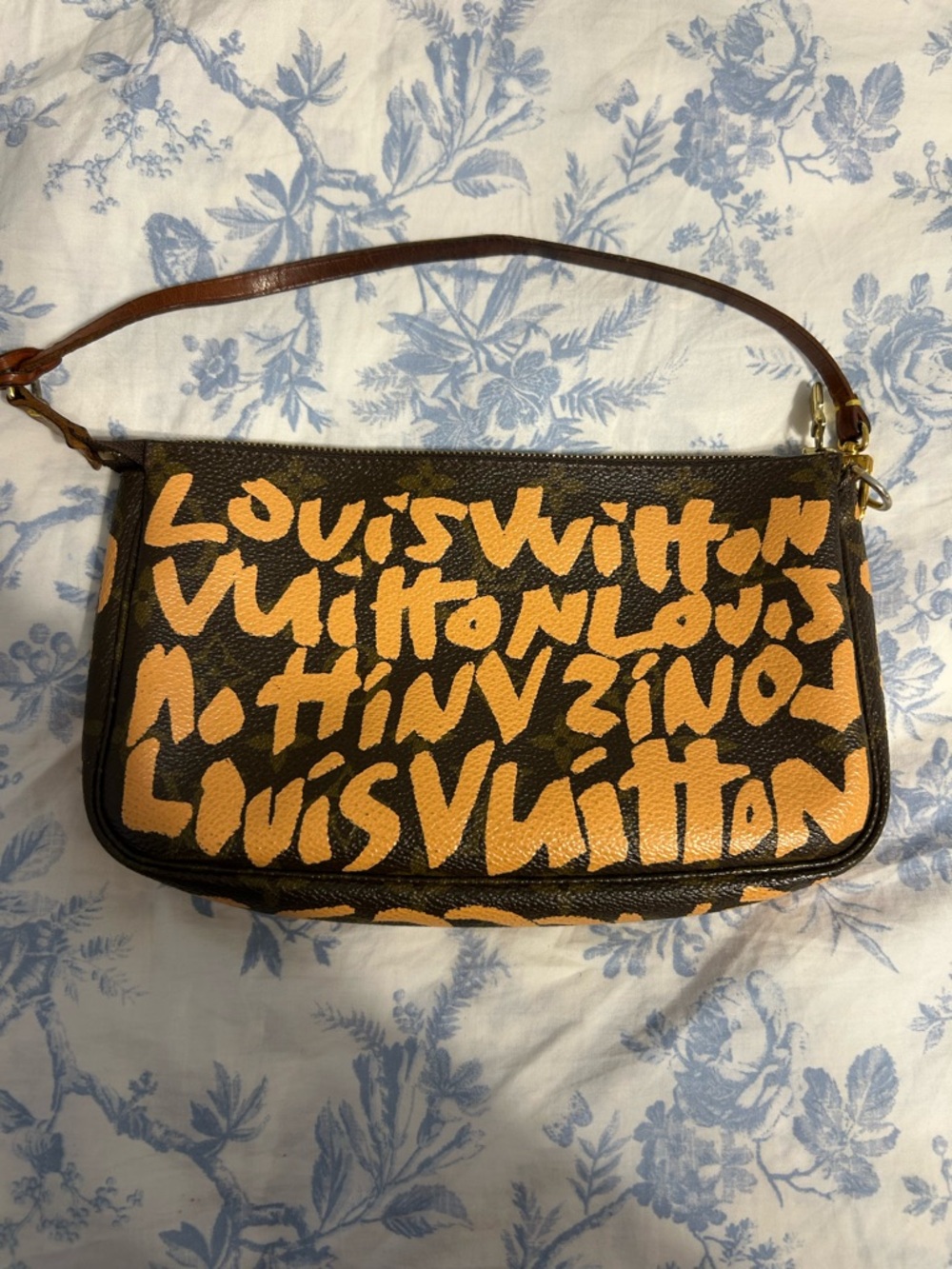 Louis Vuitton Brown Monogram Canvas Shoulder Pochette with Orange Graffiti
